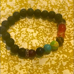Charcoal, chakras bracelet.